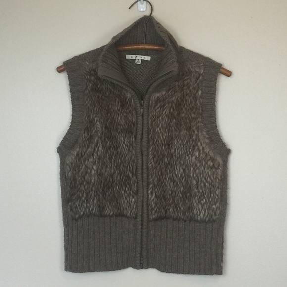 CAbi Jackets & Blazers - CAbi #167 Alpaca Knit & Faux Fur Double Zip Vest S